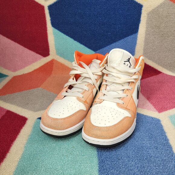 Nike Air Jordan 1 Mid Sneakers Team Orange / Black DV1336-800 GS 6.5Y - Picture 2 of 7